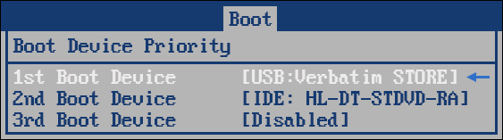Damit Ubuntu von einem Wechseldatenträger installiert werden kann, muss zunächst die Bootreihenfolge im BIOS/UEFI verändert werden AMI BIOS: ASUS P5Q PRO - Boot Device Priority - USB-Stick 1st Boot Device